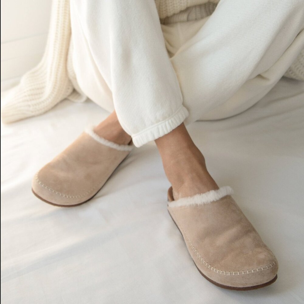 Shearling-Lined Moc Clog (Natural)